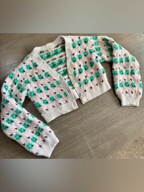 Urban Outfitters Knit Cropped Floral Sweater Cardigan S
